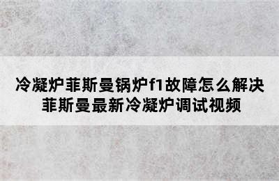 冷凝炉菲斯曼锅炉f1故障怎么解决 菲斯曼最新冷凝炉调试视频